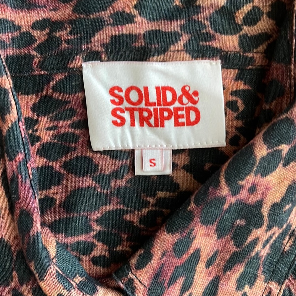 NWT SOLID & STRIPED The Oxford Leopard-Print Linen Shirt - Picture 7 of 9